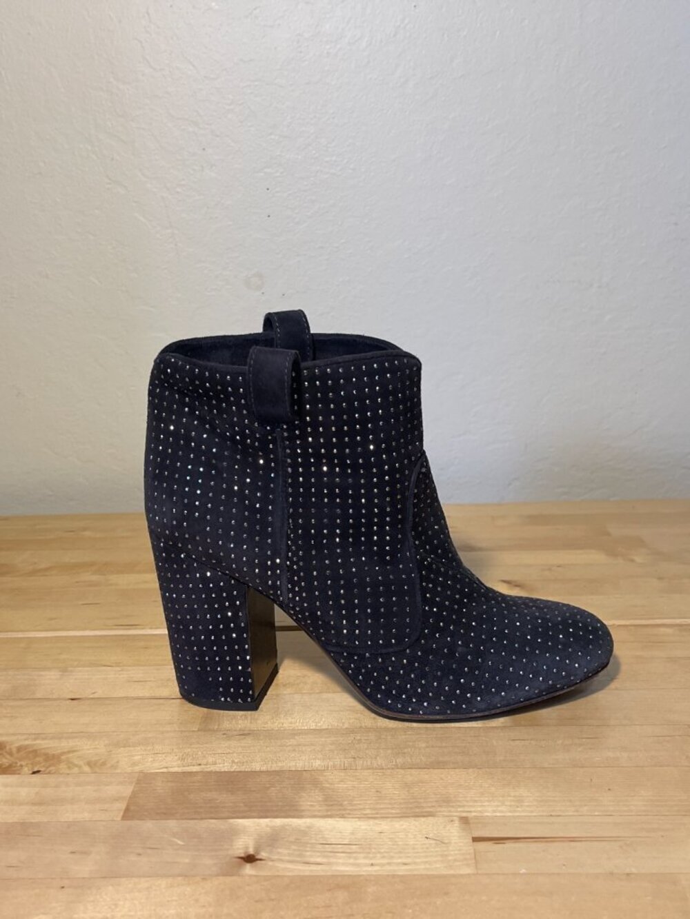 Laurence Dacade Paris Studded Black Suede Pull-On Ankle Boots Made in Italy